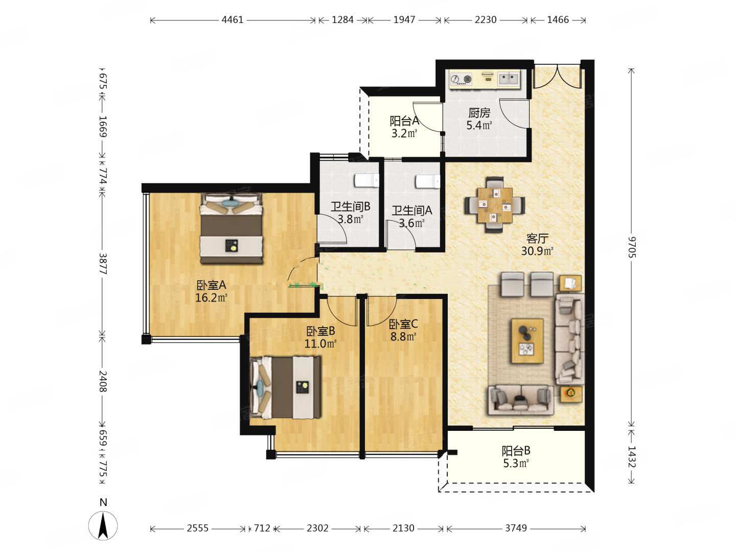 彩叠园二期小高层朝南正对别墅区南北通透随时看房