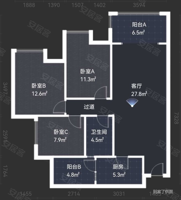 天府美岸二手房,168万,3室2厅,1卫,90平米-成都安居客