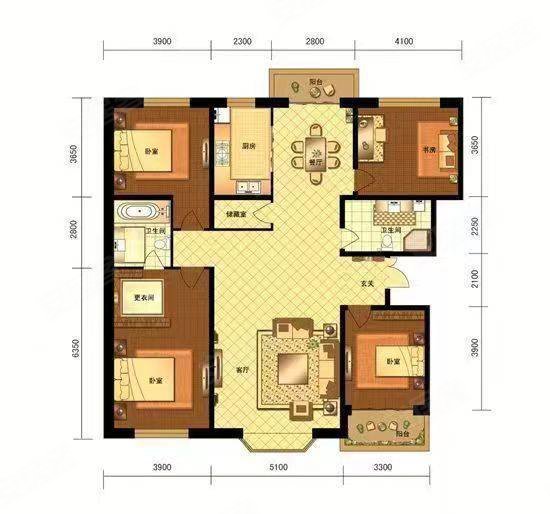 辽河人家3室2厅2卫145㎡南北51.5万