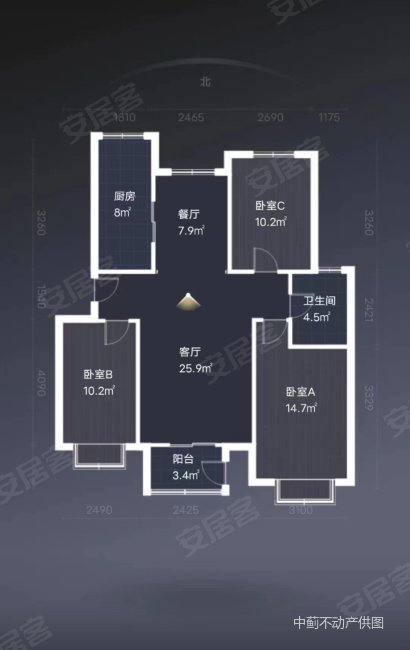 馨泰家园3室2厅1卫113㎡南北80万