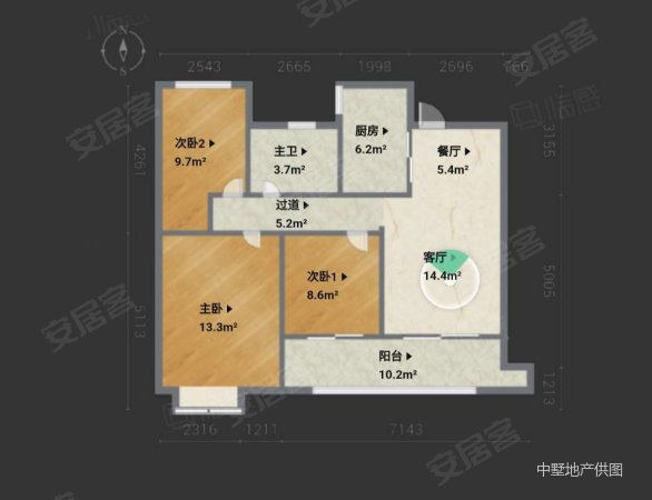 万科翡翠天际(D区)3室2厅1卫105.14㎡南北228万