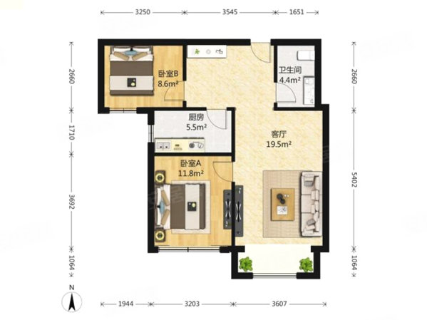 顺悦家园2室1厅1卫77.38㎡南北183万