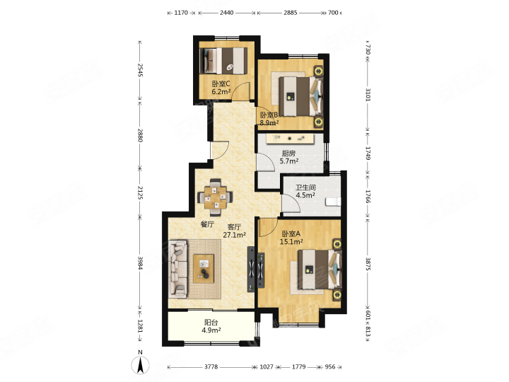 洋房中间楼层东头东户带地下室证过两年急售有钥匙