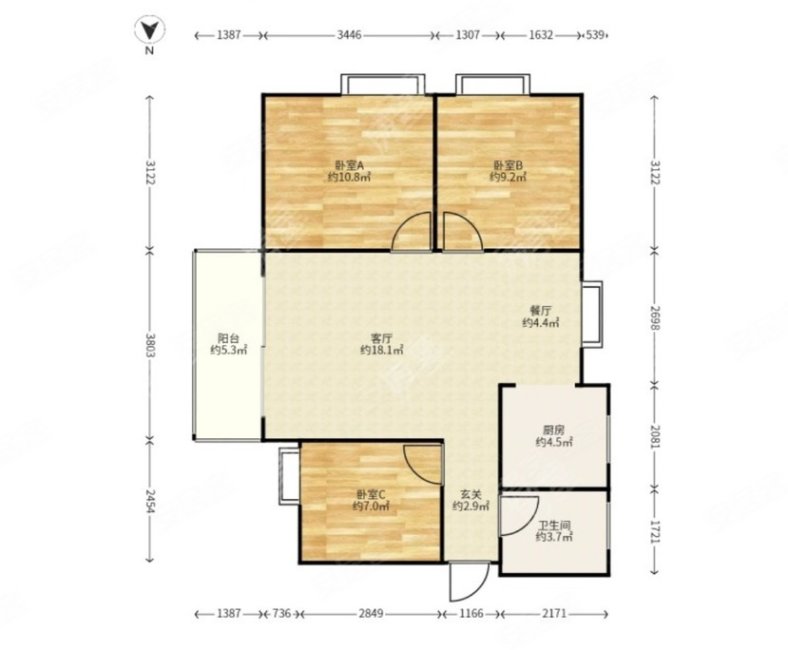 丽水雅苑 89.16平 3室 98万
