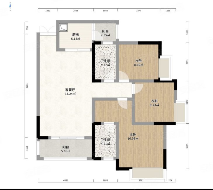 兰乔圣菲3室2厅2卫115㎡南78万