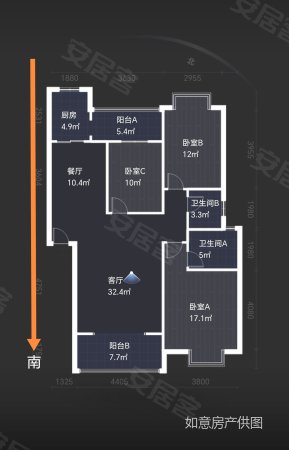 金色愿景3室2厅2卫119.6㎡东南76万