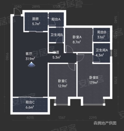 碧玉园3室2厅2卫120㎡南北50万