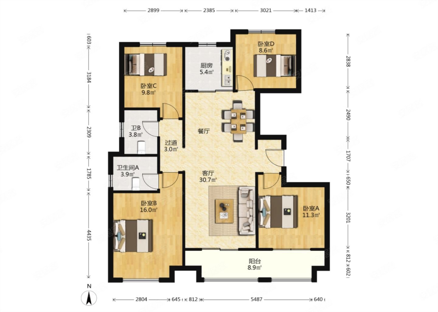 四叶草户型 精装高性价比 随时看房,中海央墅二手房,390万,4室2厅,2卫