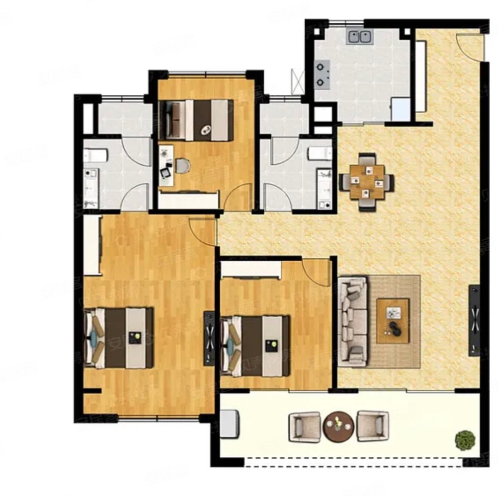 华润江南府(北区)3室2厅1卫89.45㎡南北130万