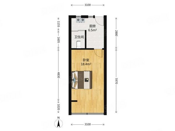 【多图】浦西花园,宝洲路租房,万达旁 浦西花园 精装大单间 全新装修