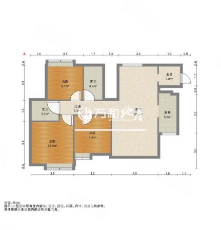 凯辉紫云府3室2厅2卫112.7㎡南北58.8万