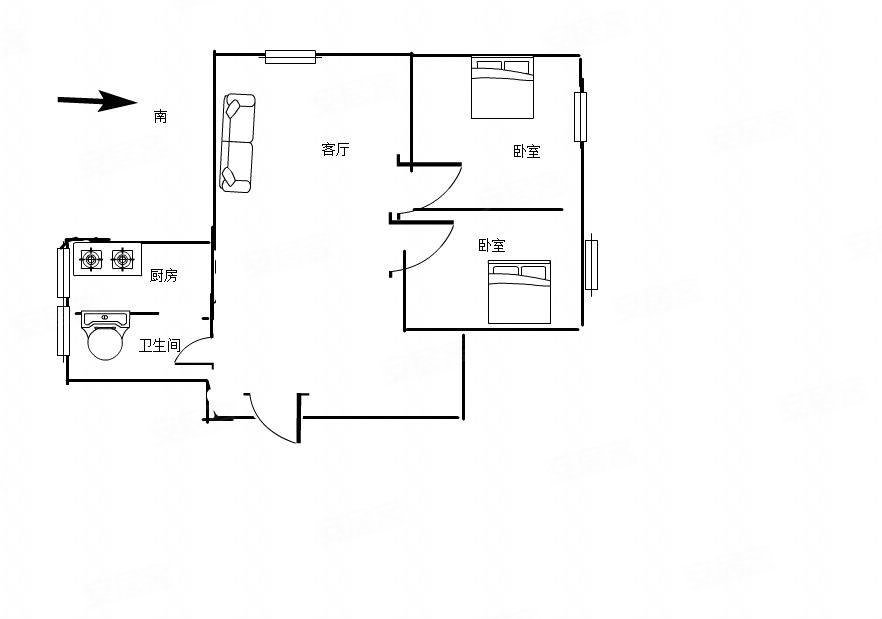 八公山新村K区2室1厅1卫70㎡南北9万