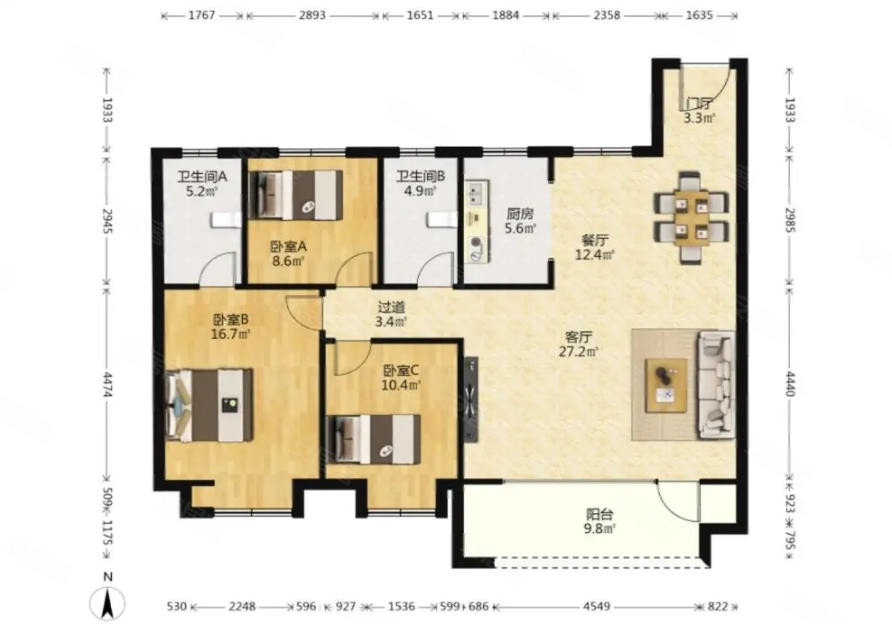 宏程活力城98米大宽厅能看齐盛湖全天采光带大露台一个