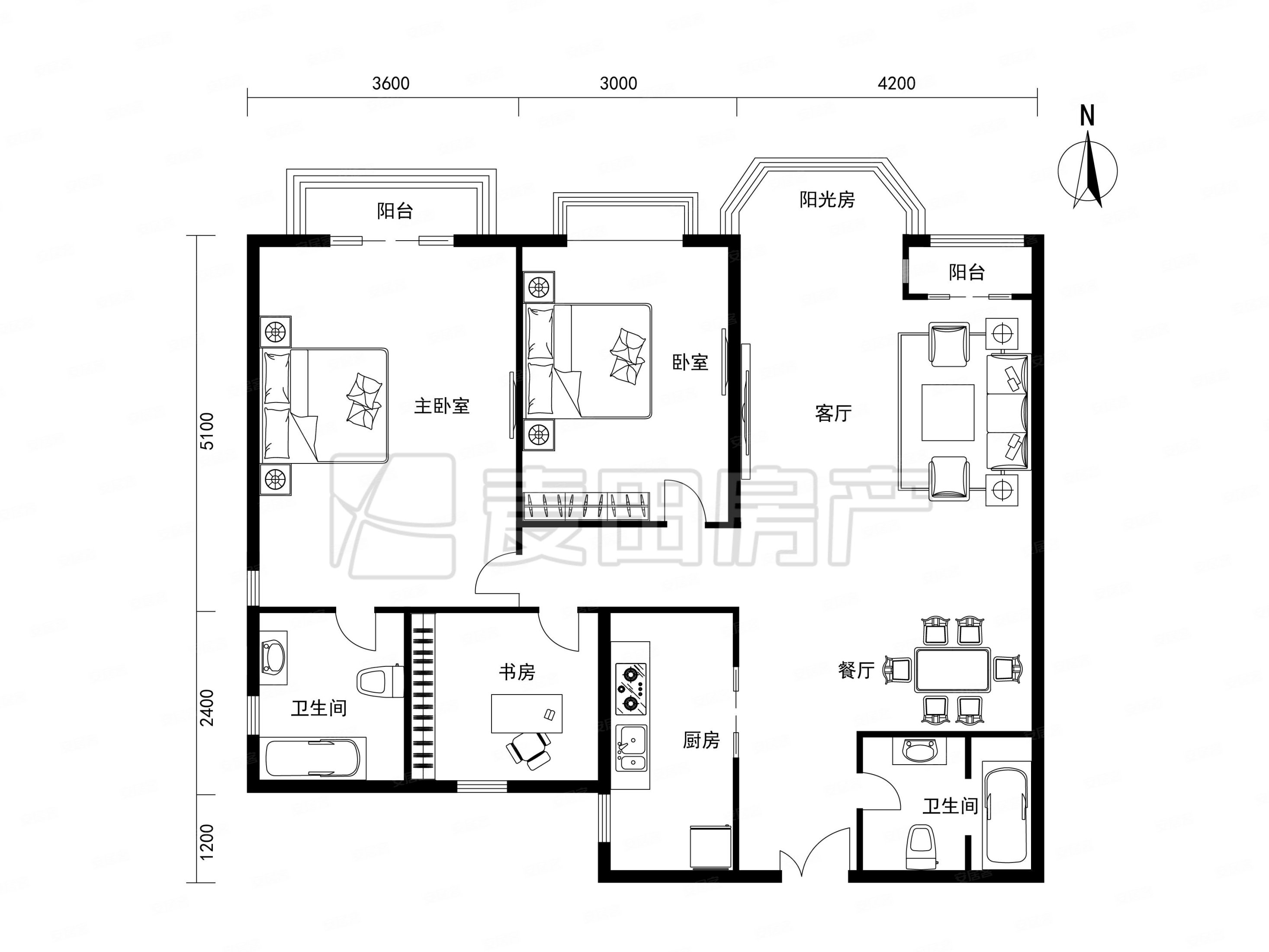 珠江帝景(b区)2室2厅2卫114.39㎡西北1150万