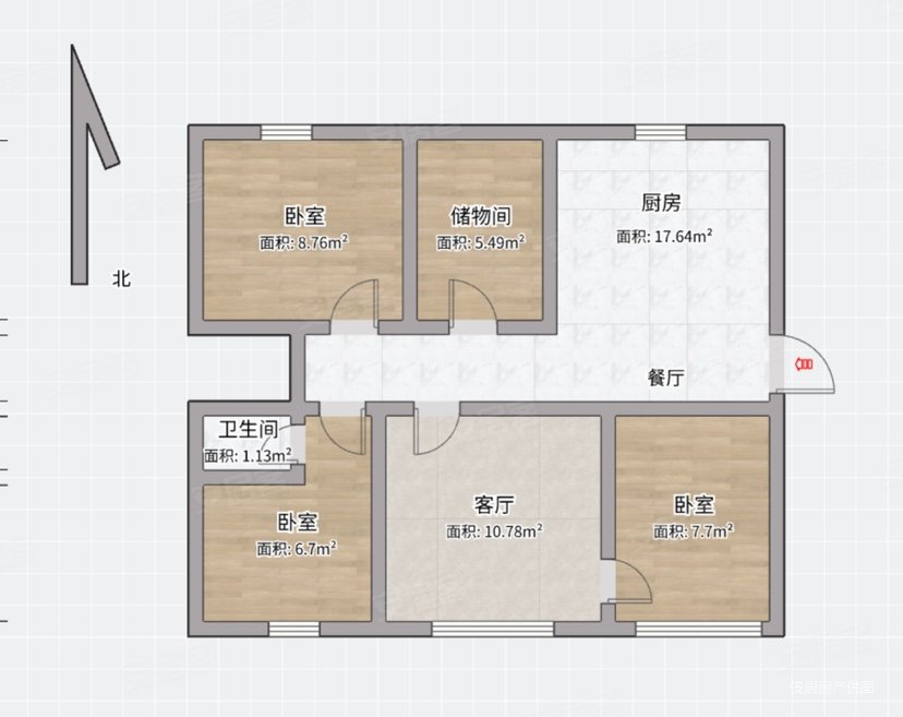 铭鑫家园F区3室1厅1卫66.3㎡南北24万