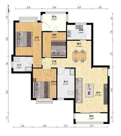 天赐良园3室2厅1卫129㎡南北150万