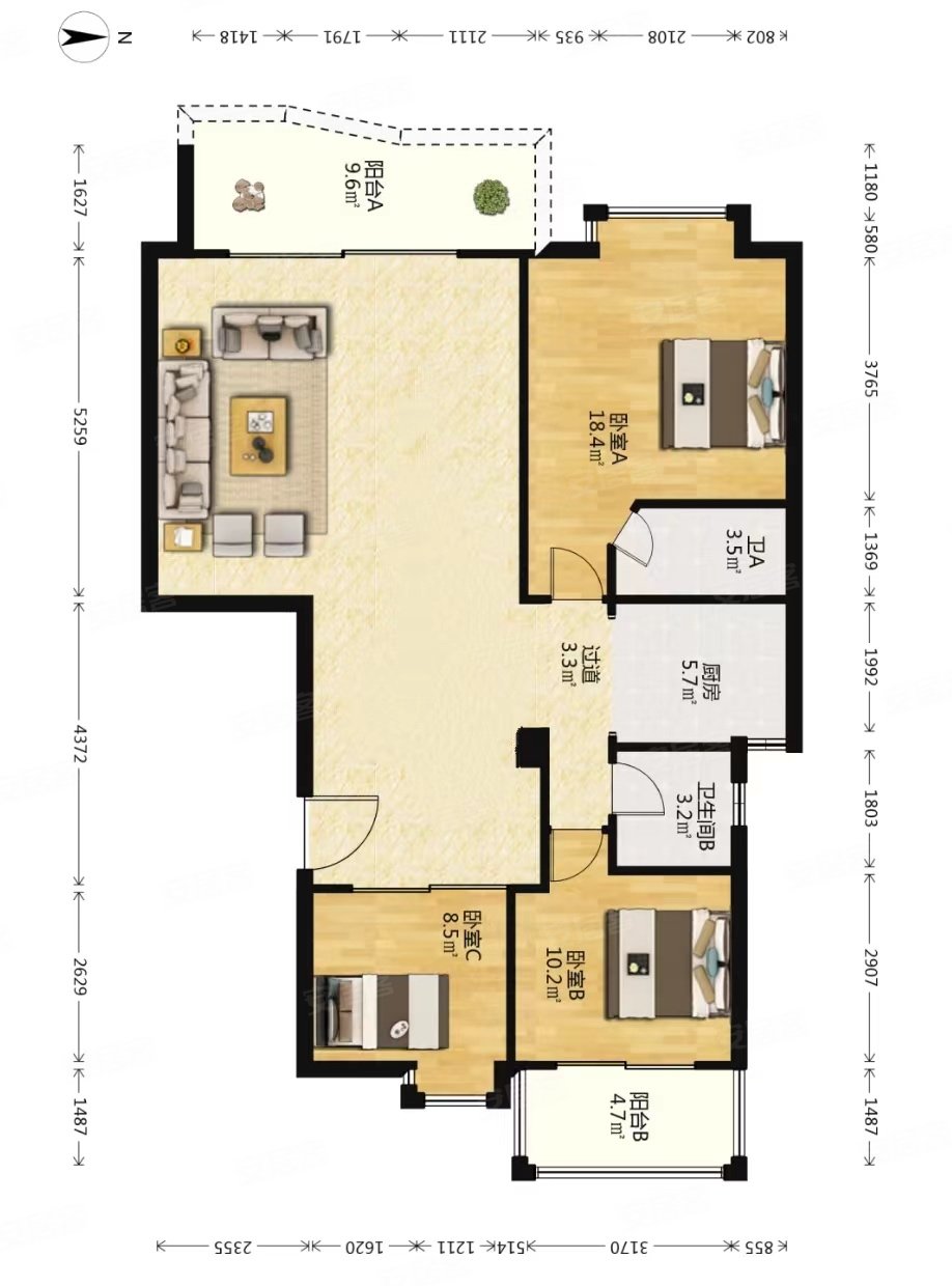 中山市人大旁颐和山庄满五南向大三房拎包入住带走