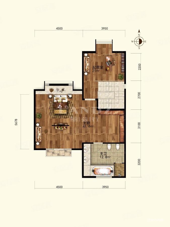 新出龙湾6米5方正挑空精装独栋一层南向卧室带卫生间,龙湾别墅二手房