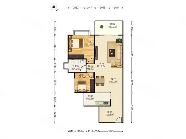 深圳龙岗大运奥林华府奥林华府,精装修,朝南,客厅带阳台,随时可看出租