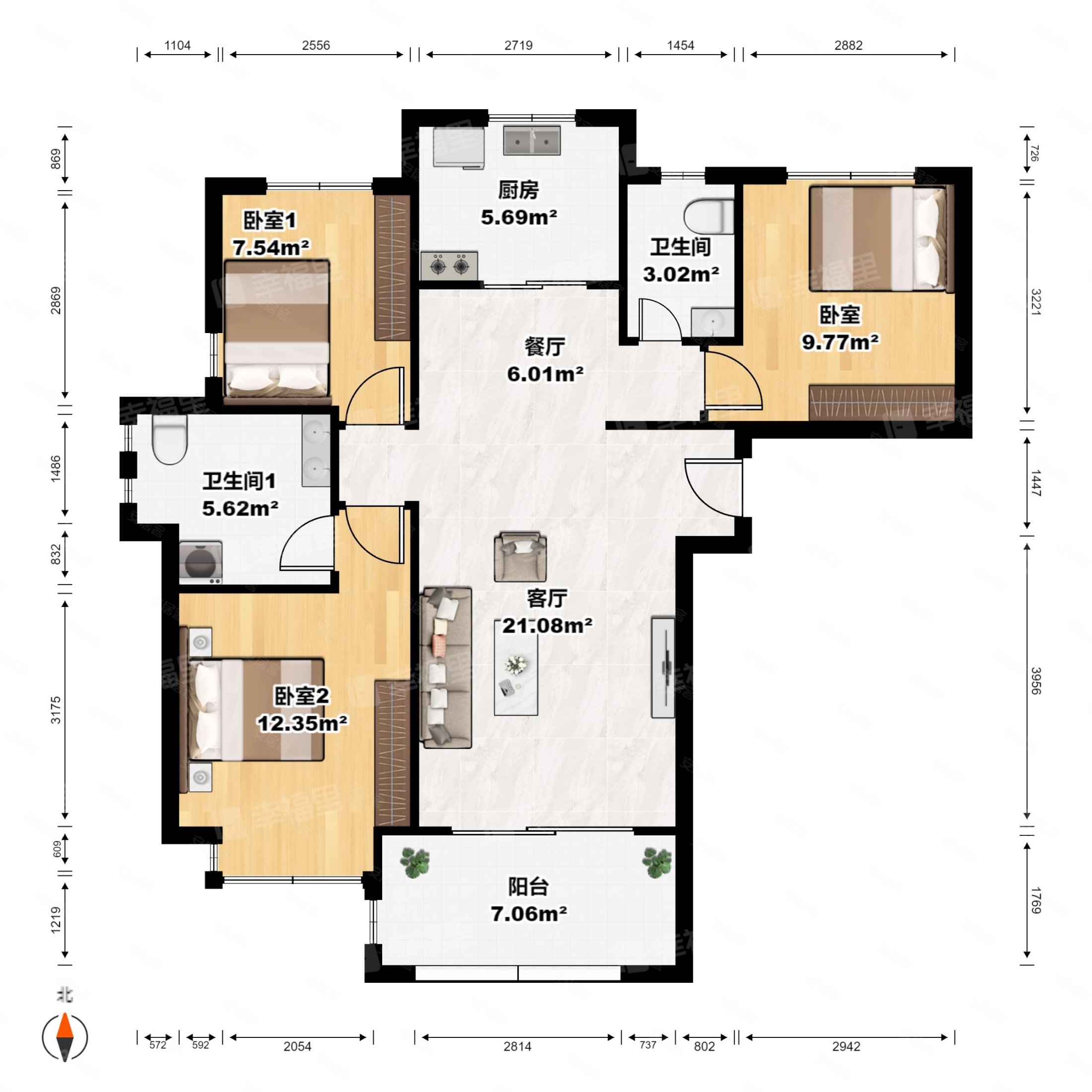 一手开发商精装丨电梯高层丨端头全明户型丨标准三房丨东二环