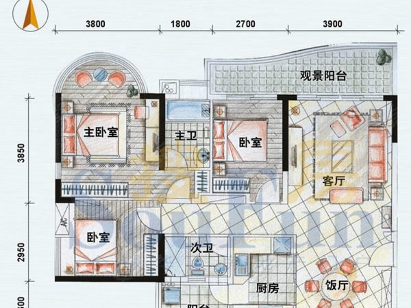 广州海珠广州大道南逸景翠园逸景翠园 3 房 121 方出租房源真实图片