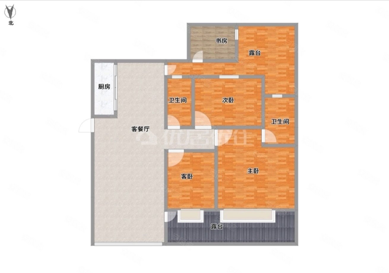 露台三中莱茵湖畔全新装修三房