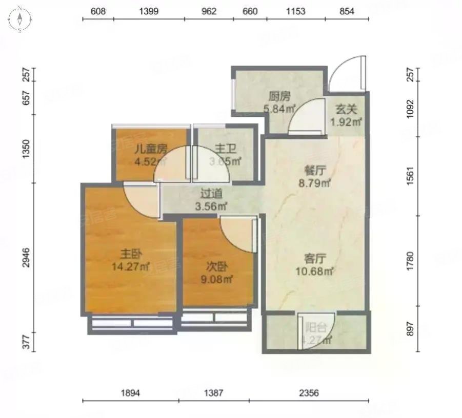 富丰君御3室2厅1卫89.21㎡南168万