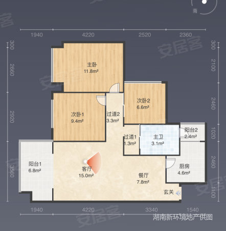 阿普阿布3室2厅1卫86.88㎡南北102万