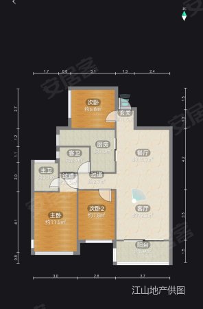 人和莱茵鹭湖3室2厅2卫84㎡南北70万