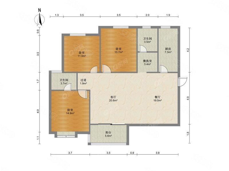 兴华苑c区3室2厅124m普通装修
