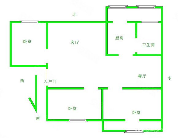 紫竹花园3室2厅1卫137㎡南北50万