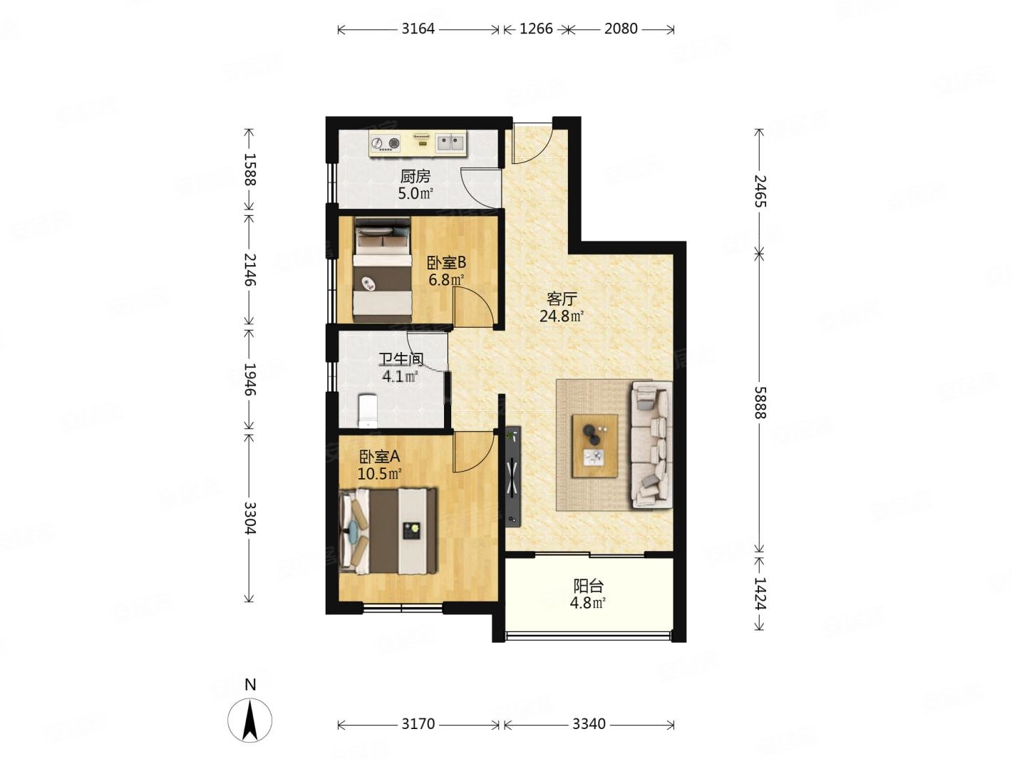 电梯两房 户型方正 业主诚心 出售,亲水湾花园二手房,179万,2室1厅,1