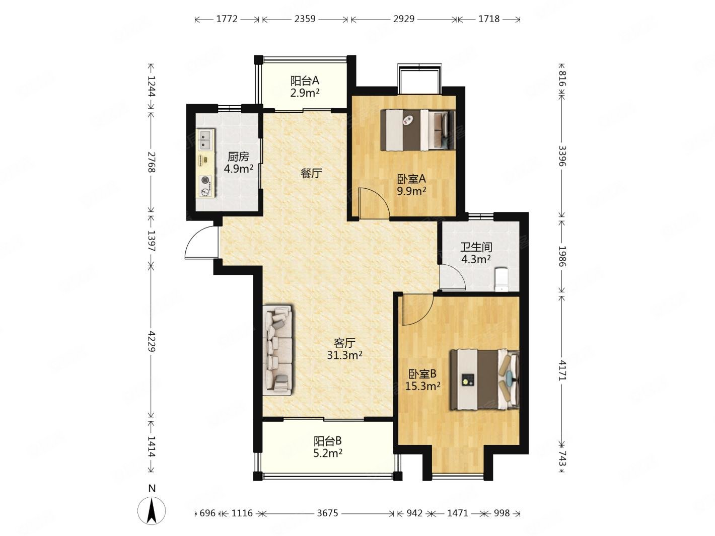 文博苑精装好房满二高楼层采光充足南向采光好刚需两居