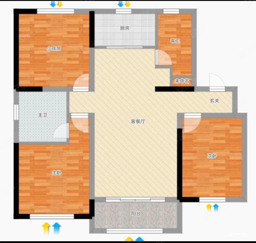 嘉元锦里5区二期3室2厅2卫130㎡南北114.5万