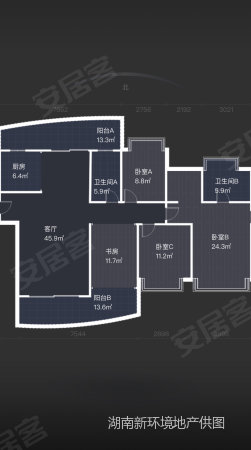 京武浪琴山二期4室2厅2卫175㎡南北498万