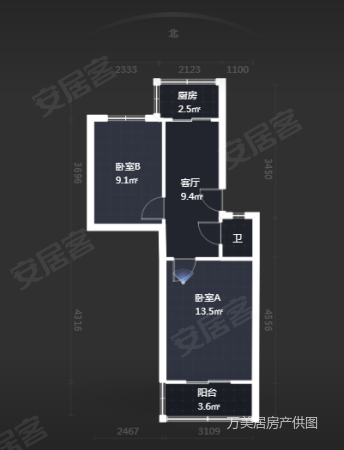 彩虹老生活区2室1厅1卫42.92㎡南北29.5万