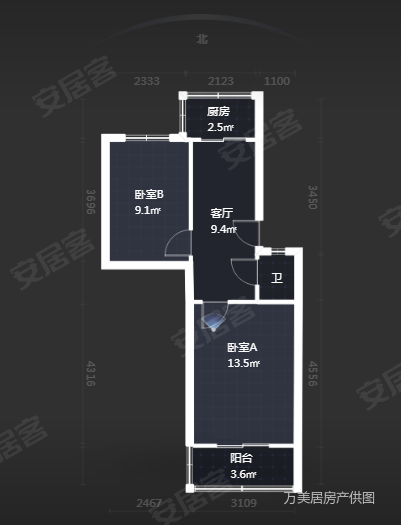 彩虹老生活区2室1厅1卫42.92㎡南北29.5万