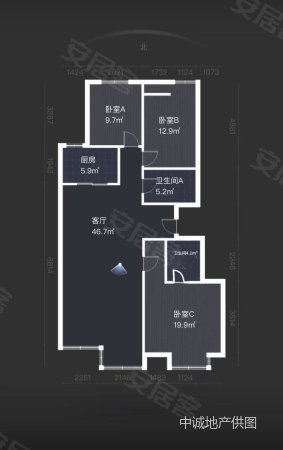 未来城3室2厅2卫130.82㎡南北113.8万