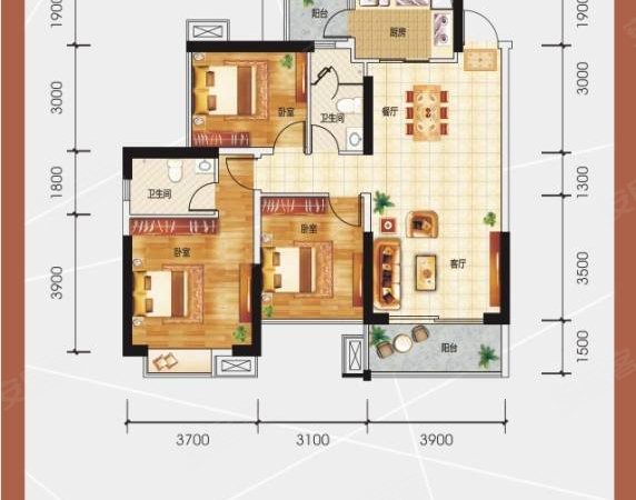 南宁良庆五象大道天誉城天誉半岛3房,拎包入住精装修2900.