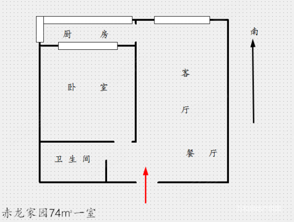 赤龙锦园1室1厅1卫72.5㎡南北38万