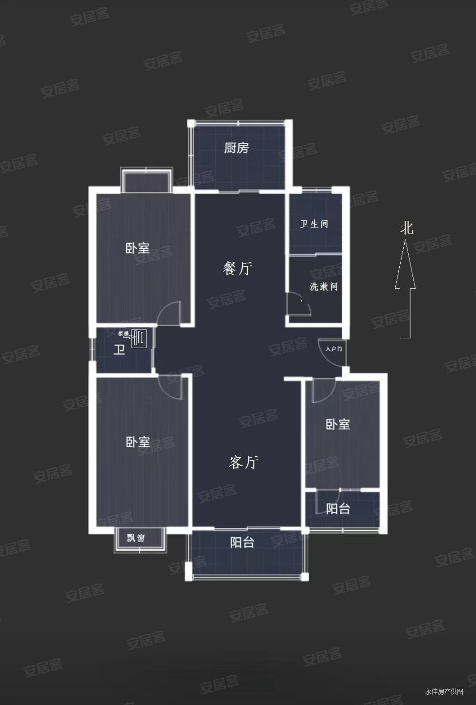 河北经贸大学家属院3室2厅2卫125.26㎡南北168万