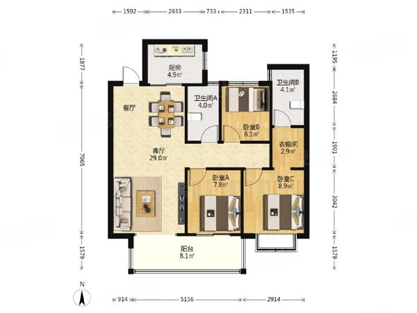 昆明五华北市区俊发龙泉俊园红云小学对面,俊发龙泉俊园,精装三房