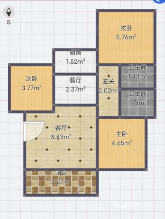 业勤园3室2厅2卫106㎡西89万