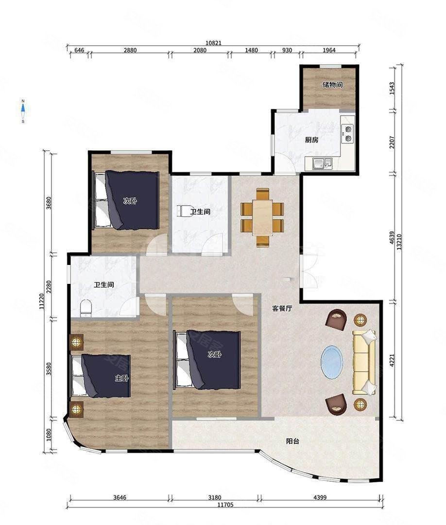 常工城尚城尚城绿园3室2厅