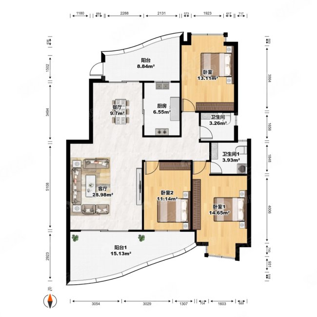 海润滨江花园!带入户花园!小高层标准大三房!