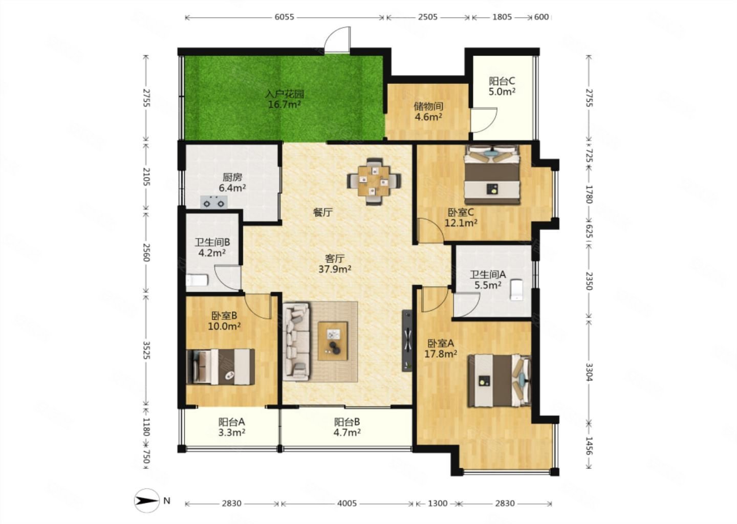 真实保证岭南世家荣景园4室