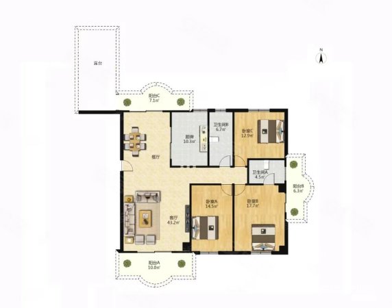 银行家园3室2厅2卫162.32㎡南北890万