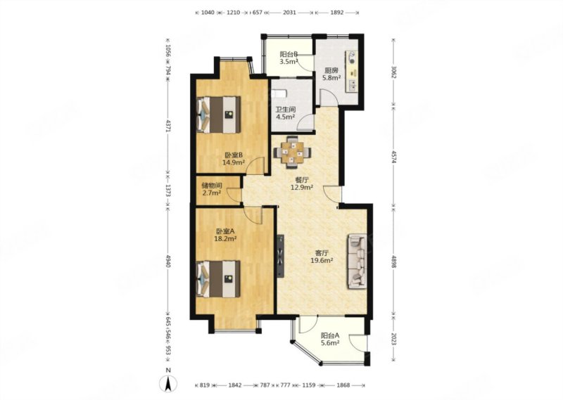 (必看好房)城南家园 品质社区 精装2室 全明h户型 近地铁