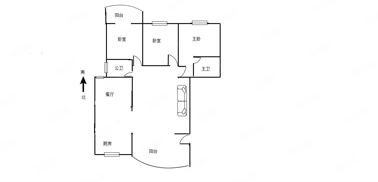 建德花园3室2厅2卫129.24㎡南北265万