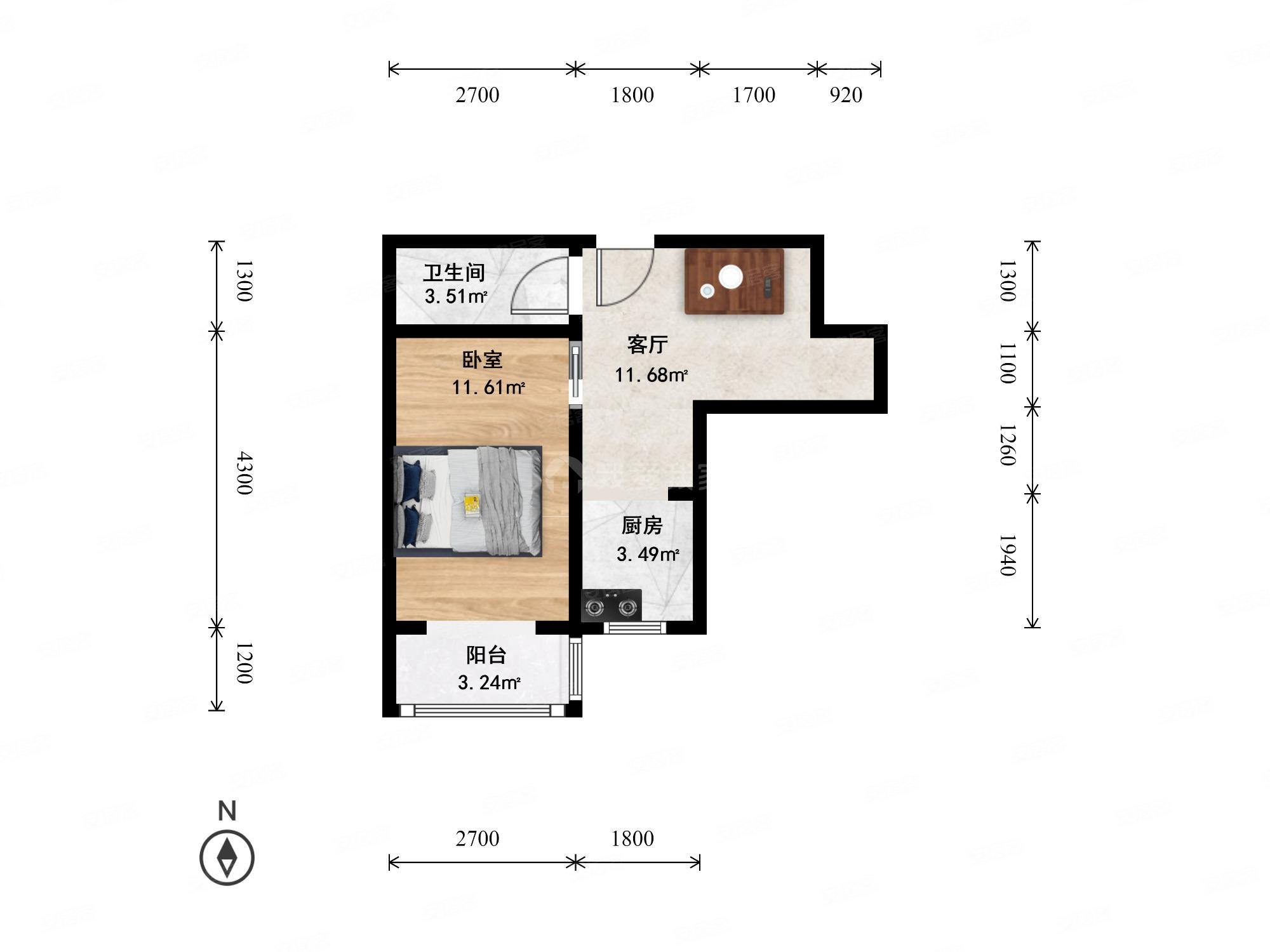 芳群园三区1室1厅1卫47.23㎡南279万